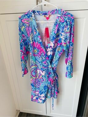 Lilly Pulitzer karlie wrap romper multi pop up got your back womens XL nwt